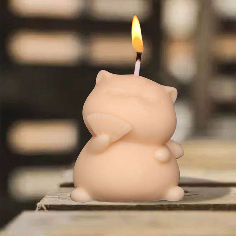 Candle Making Fat - لطيف الدهون القط سيليكون قالب شمع