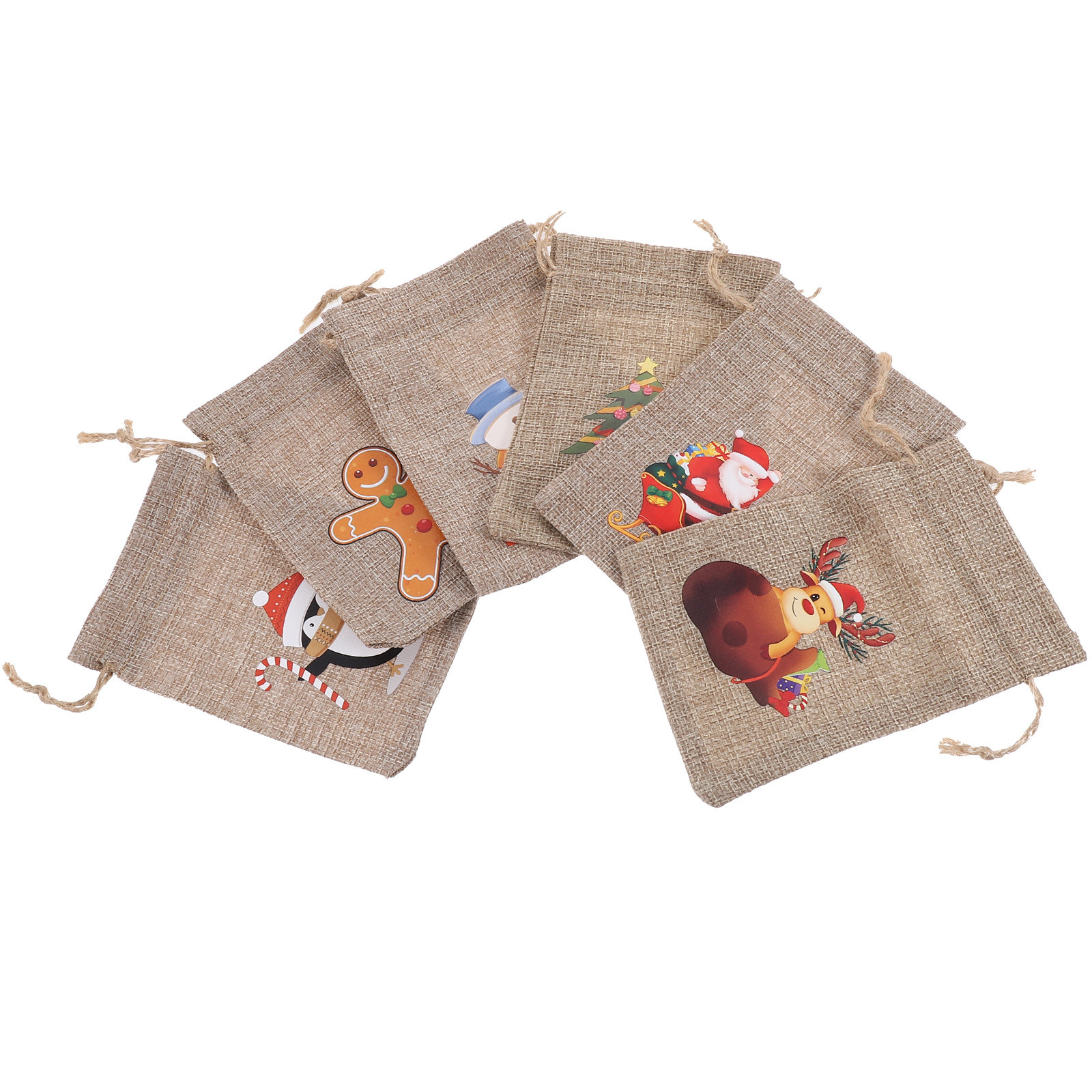 Jute Bag Packaging - مجموعة أكياس هدايا عيد الميلاد مع