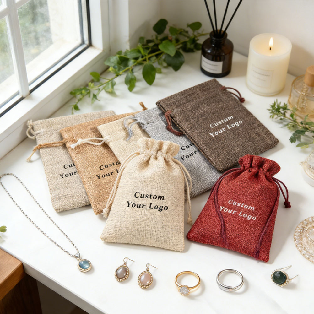 Jute Bag Packaging - 100 قطعة شعار شخصي الخيش شنطة