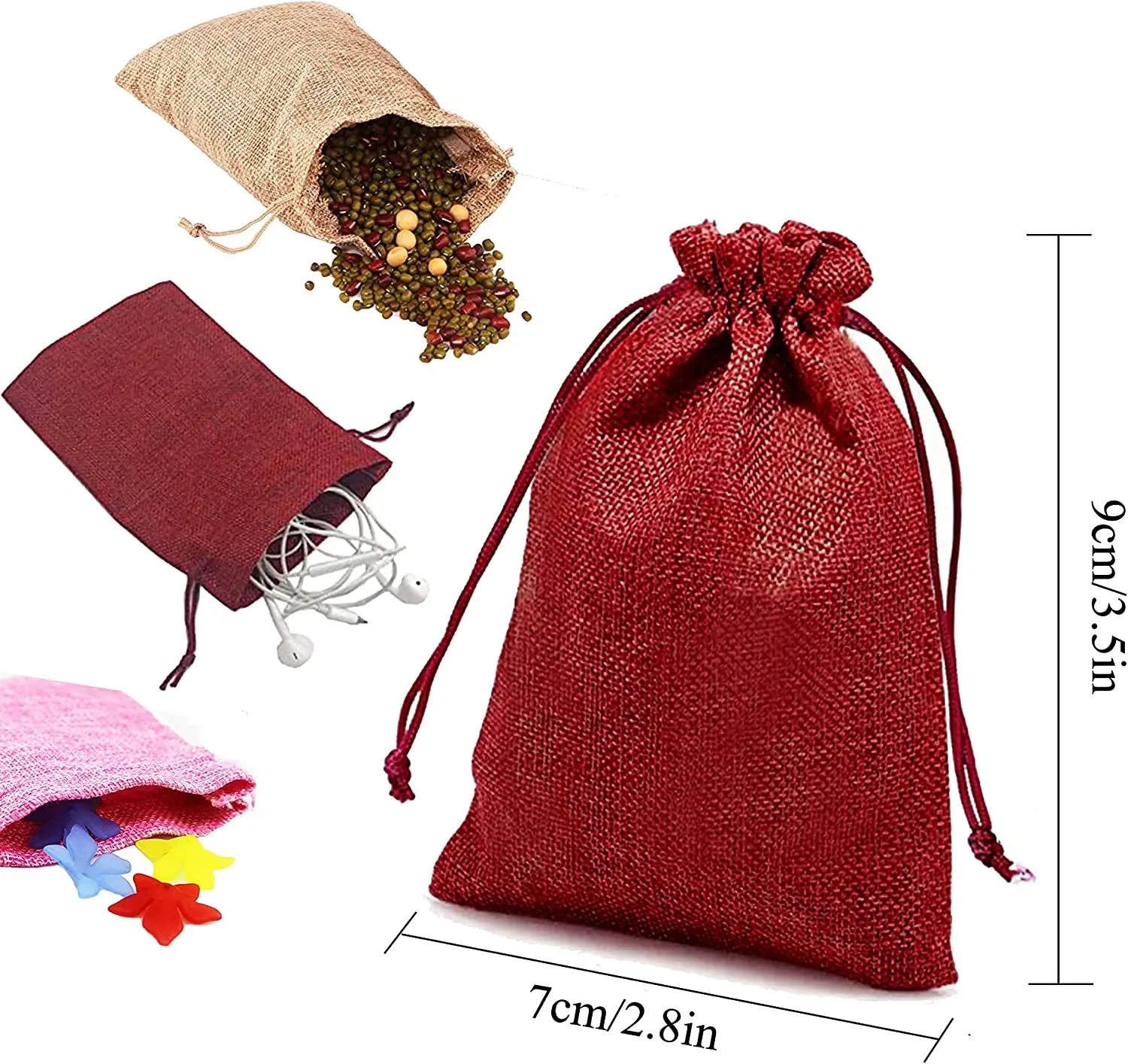 10/5 قطعة الرباط الجوت حقيبة ا - مراجعة Jute Bag Packaging وسعره