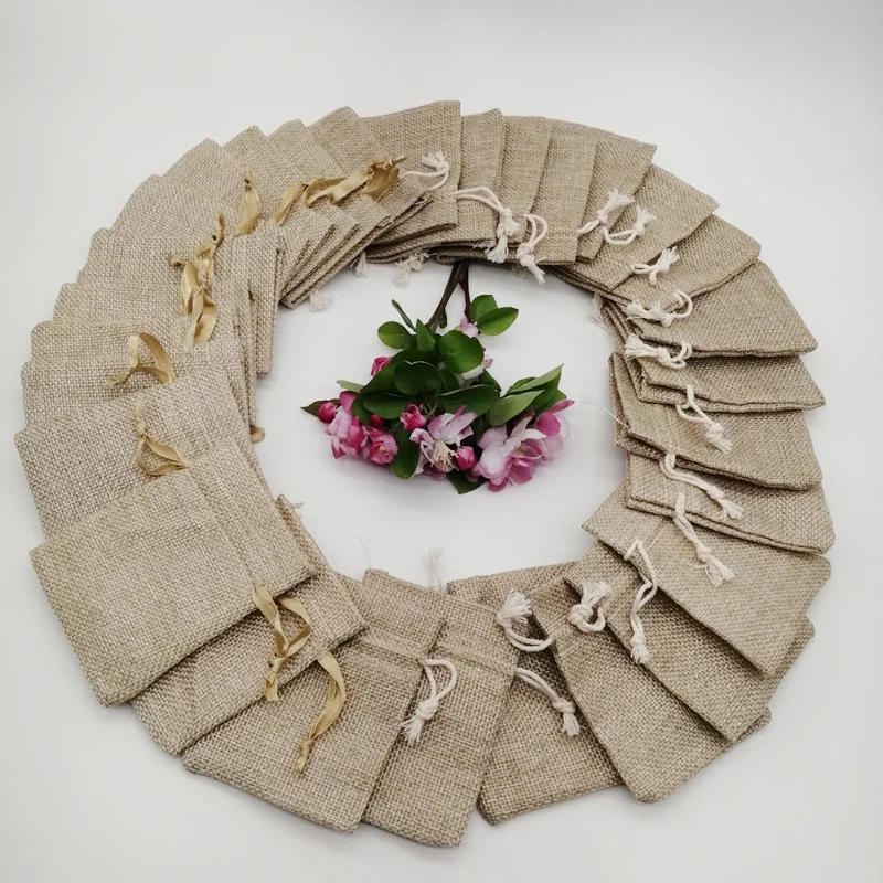100 قطعة شريط حرير القطن أكياس - مراجعة Jute Bag Packaging وسعره